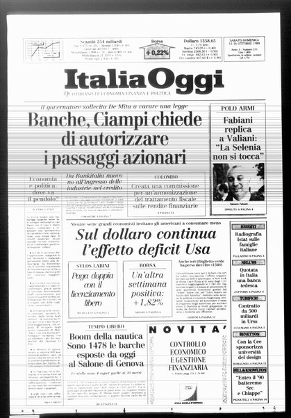 Italia oggi : quotidiano di economia finanza e politica